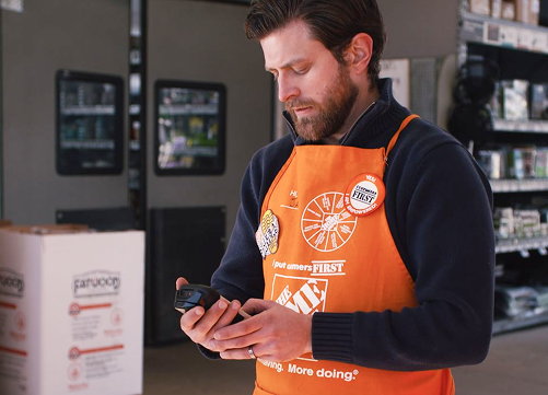 Team member using the Vezu app on the shop floor